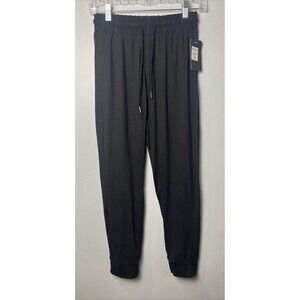 LA12ST Casual Jogger Pants Black Drawstring Pockets Sweatpants Woman Small‎